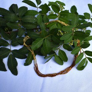 3 Tone Gold, Clear, Brown Bead Necklace